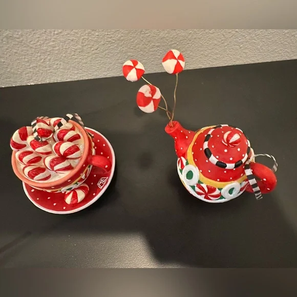 Mary Engelbreit Red and White Peppermint Tea Set - Picture 5 of 14